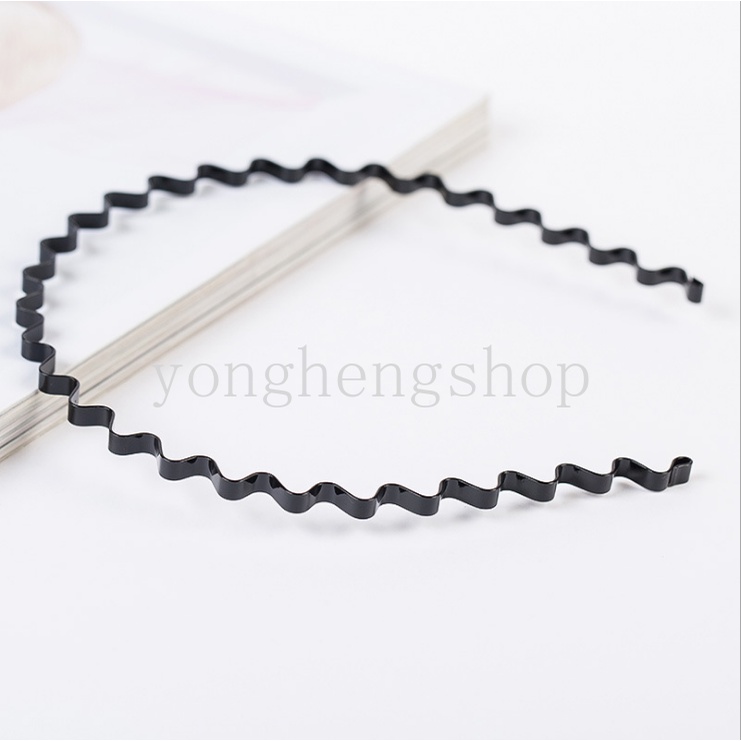 Băng đô cài tóc kiểu dáng lượn sóng màu đen thời trang cho nam và nữ