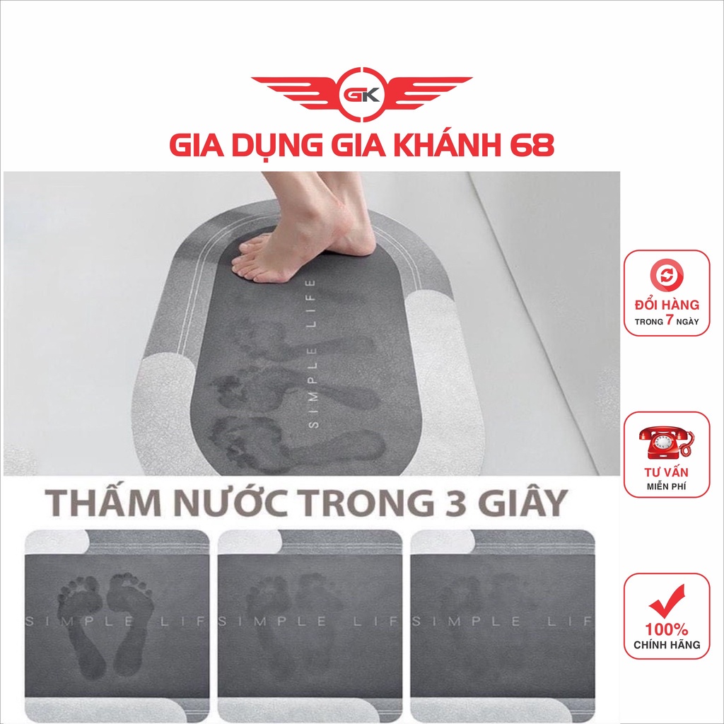 Thảm Hút Nước Siêu Thấm - Thảm Lau Chân Siêu Mềm Siêu Dày, Siêu Thấm Nước Chất Liệu Chống Trượt