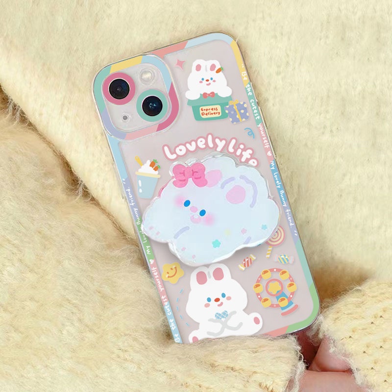 Giá Đỡ Điện Thoại Hình Thỏ Hoạt Hình Marshmallow Có Thể Gấp Gọn Để Bàn Đa Năng