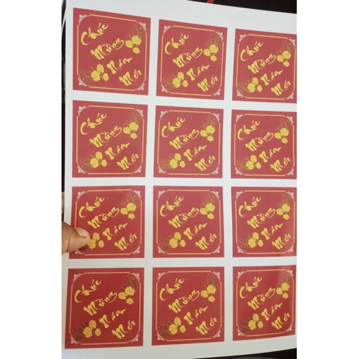 Combo 12 tem tết decal dán chúc mừng năm mới hình vuông màu đẹp kích thước 6 x 6 cm