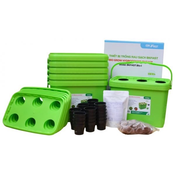 BỘ THIẾT BỊ TRỒNG RAU SẠCH THỦY CANH BKFAST (BỘ FULL DINH DƯƠNG +XƠ DỪA)