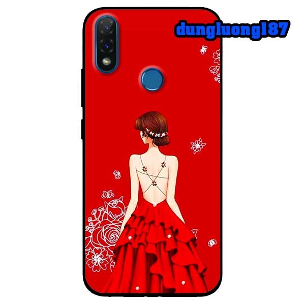 Ốp Lưng Dành Vsmart Joy 2 Plus mẫu Cô Gái Hai Dây Đầm Đỏ