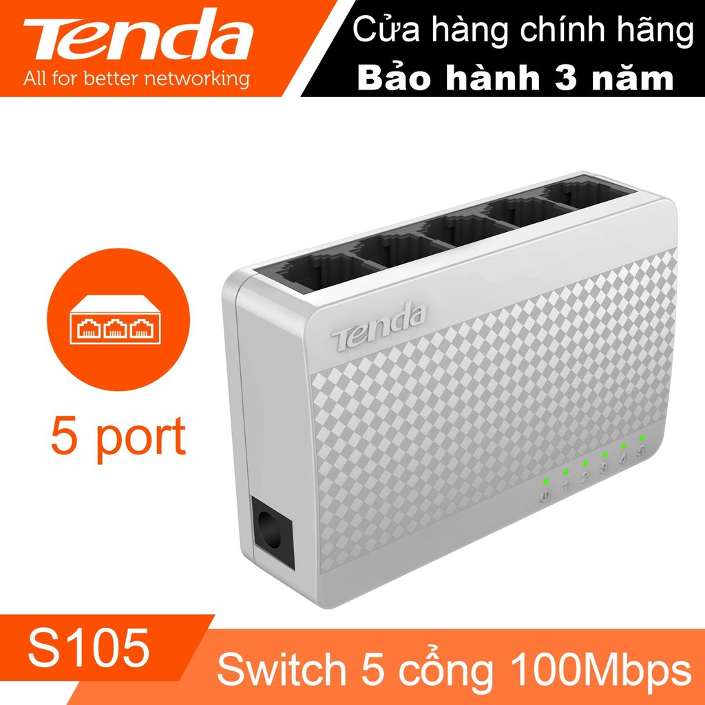 Switch 5 Port Tenda 10/100Mb S105 Chính Hãng