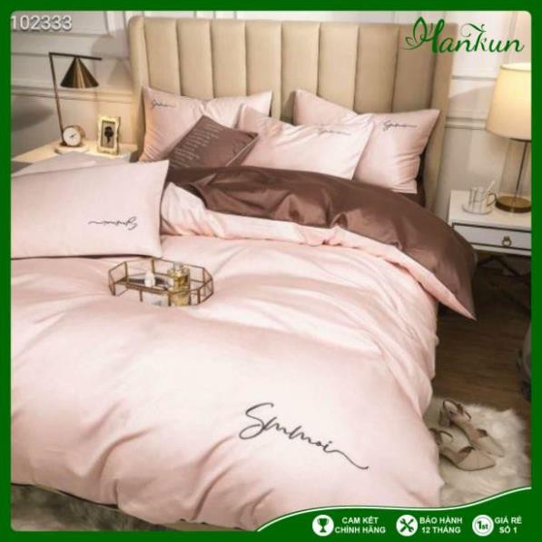 Bộ chăn ga gối cotton lụa Sumoi hàng cao cấp, drap cotton lụa nhập khẩu