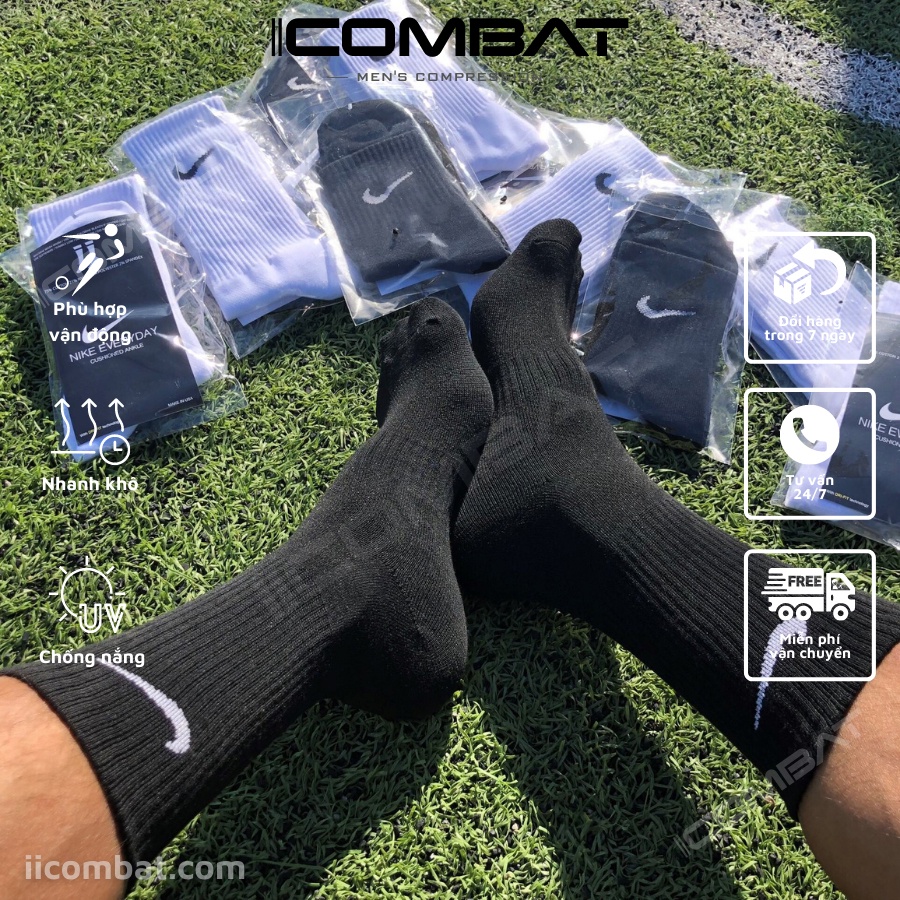 Combo tất vớ dệt kim Nike Everyday cổ cao unisex thể thao bóng đá