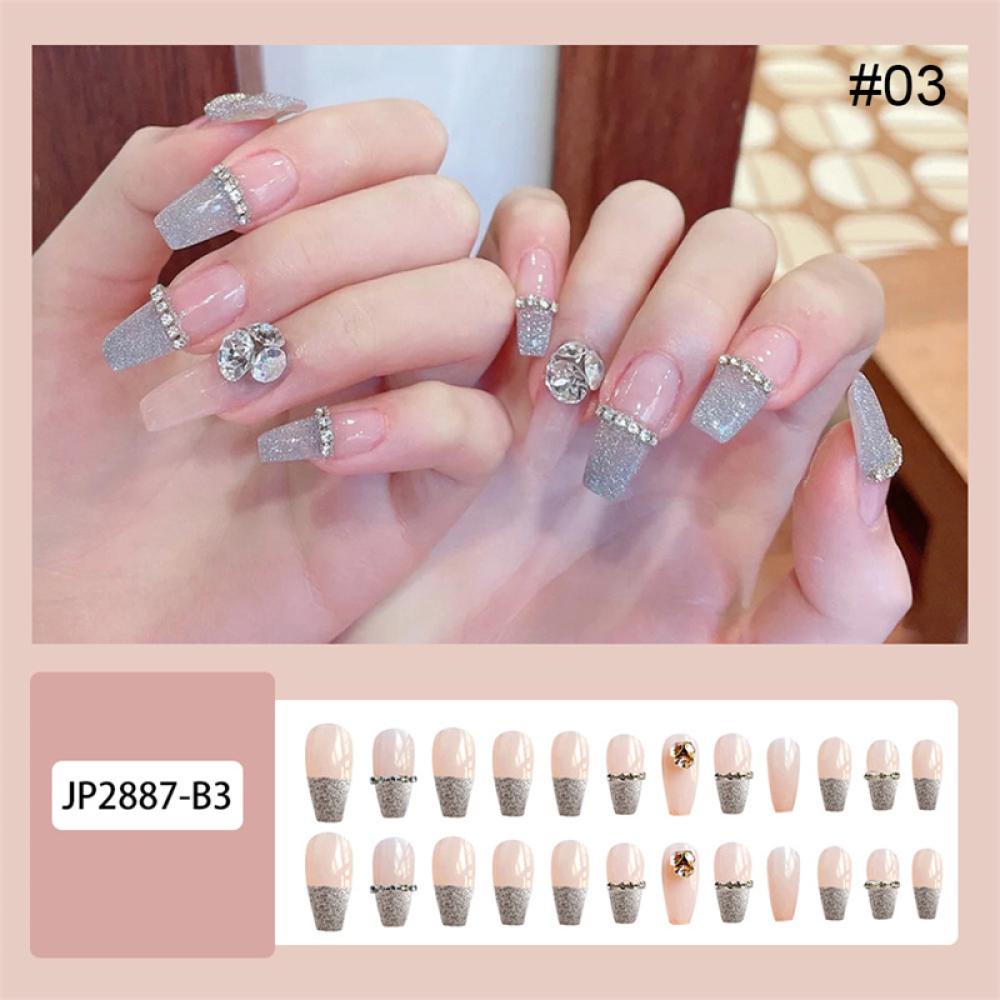 Set 24 Móng Tay Giả Nhiều Màu Sắc Có Thể Tháo Rời F3W5