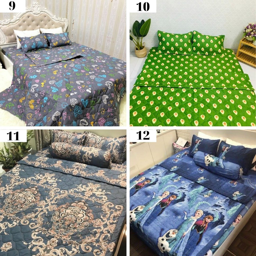 Combo chăn hè, ga giường và 2 vỏ gối nằm cotton Poly Minh Nhật - Ảnh thật - Hàng Việt Nam - Tổng hợp 1