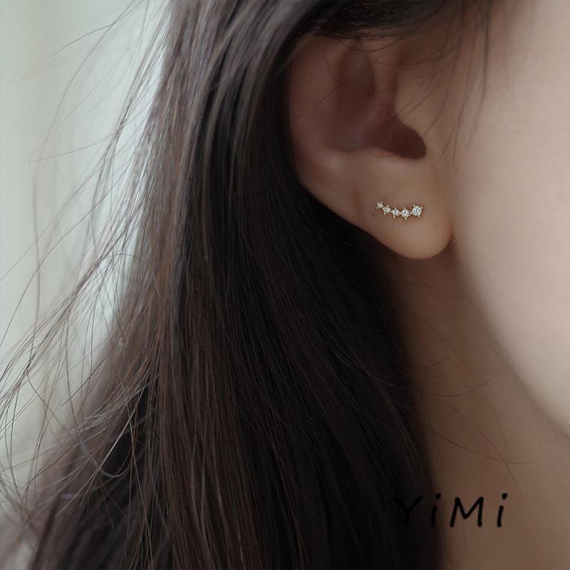 Bông Tai Hình Học Đính Đá Zircon Nhỏ Đơn Giản Dễ Thương