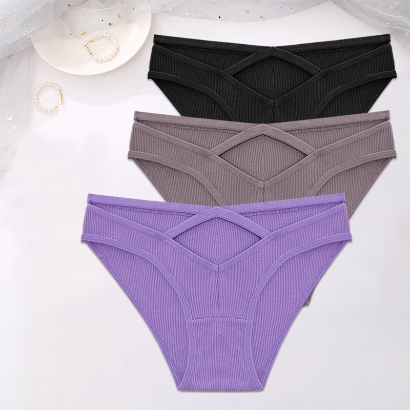 Cute Byte Bộ 3 Quần Lót Cotton Mềm Mại Dây Đan Chéo Gợi Cảm Dễ Thương Cho Nữ