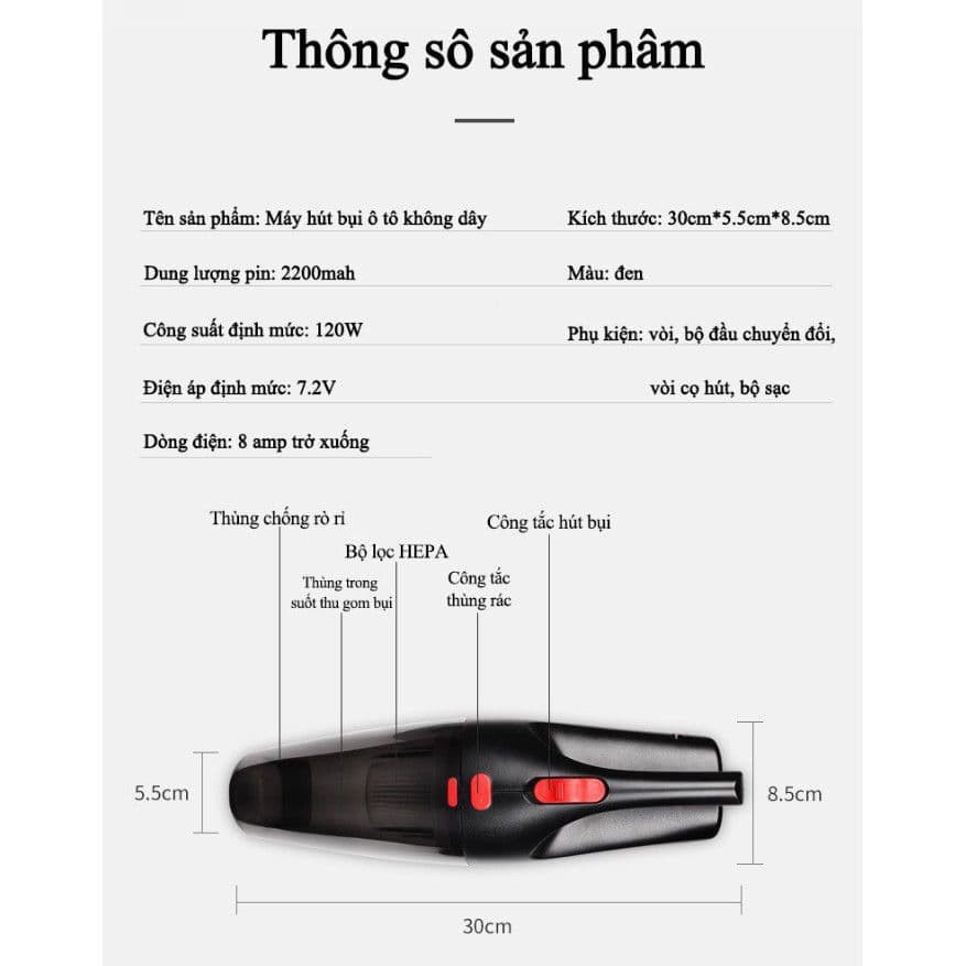 Máy Hút Bụi Cầm Tay ⚡️𝐂𝐇𝐈́𝐍𝐇 𝐇𝐀̃𝐍𝐆⚡️ Máy Hút Bụi Mini Không Dây Và Có Dây Nguồn Tẩu 12V Cao Cấp | BH 1 Năm | 1 Đổi 1 !