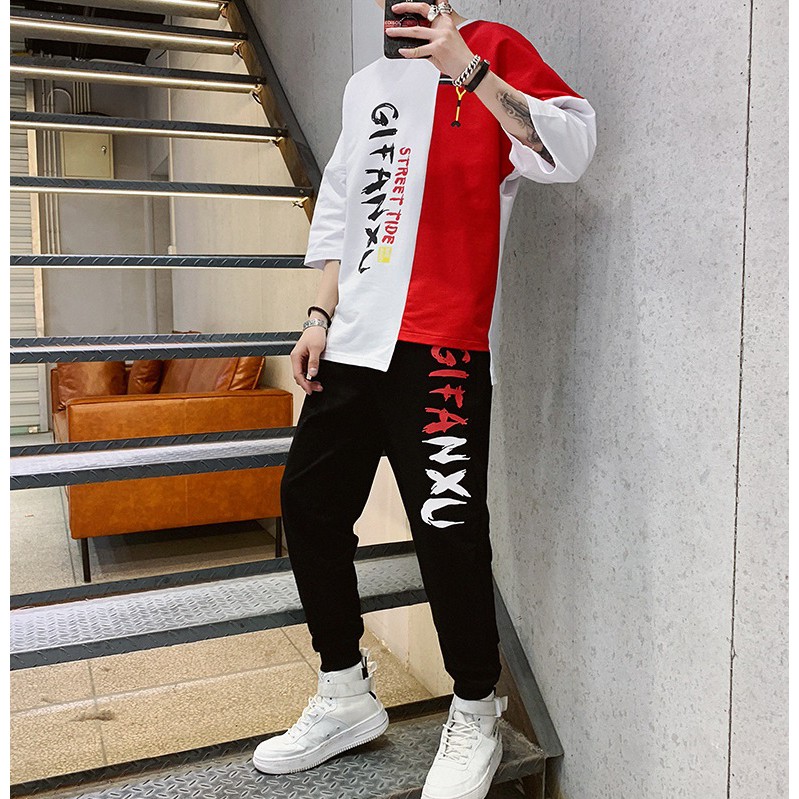 Combo 2 Bộ Quần Áo Thun Nam Tay Ngắn Quần Dài GiFanXu Sành Điệu SET NAM 9000026 B R | BigBuy360 - bigbuy360.vn