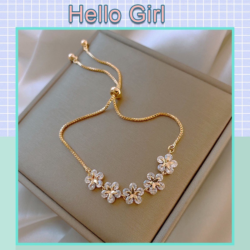 Vòng tay đính đá zircon hình hoa mận tinh tế phong cách Hàn Quốc thời trang cho nữ