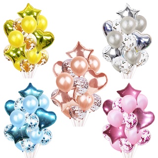 Set 14 bong bóng lá nhôm 18 inch hình ngôi sao năm cánh dùng trang trí tiệc cưới/sinh nhật