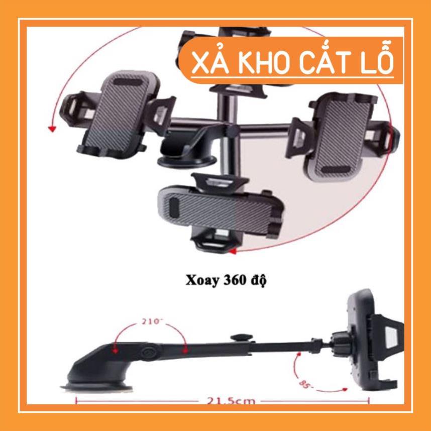 Giá đỡ điện thoại trên ô tô, giá kẹp điện thoại để đầu giường, văn phòng cao cấp xoay 360 đế hút chân không