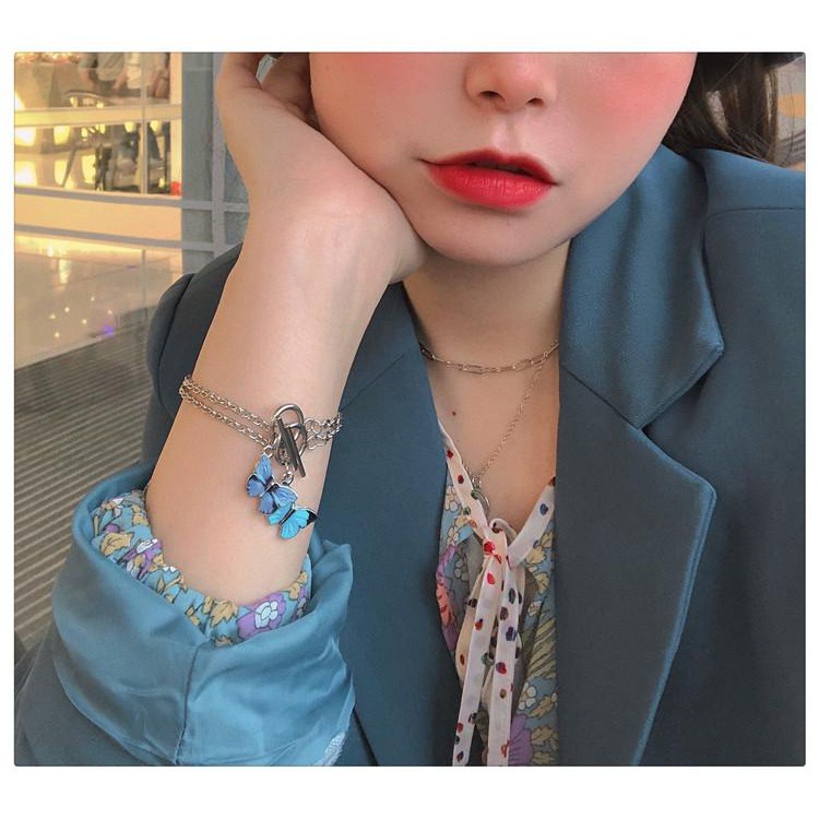 Vòng tay BƯỚM XANH NHẠT XANH ĐẬM lắc tay thời trang nữ