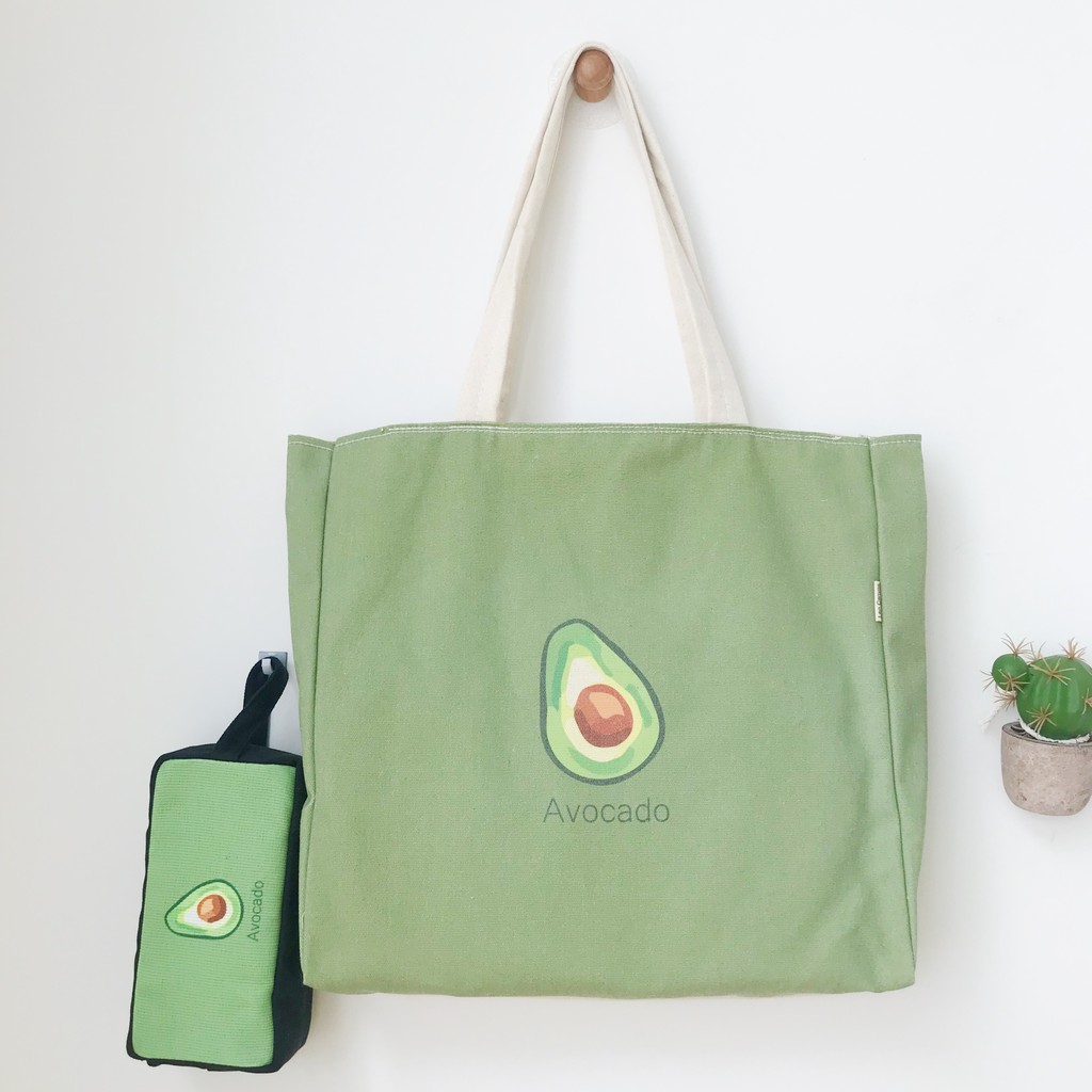 Túi Tote Túi Vải Leo Canvas Trái Bơ