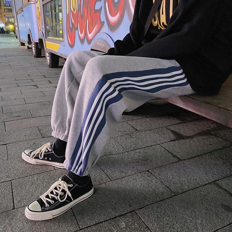 Quần jogger thể thao unisex 3 line chất thun có size bo chun ống cocastore - Quần jogger 3 sọc