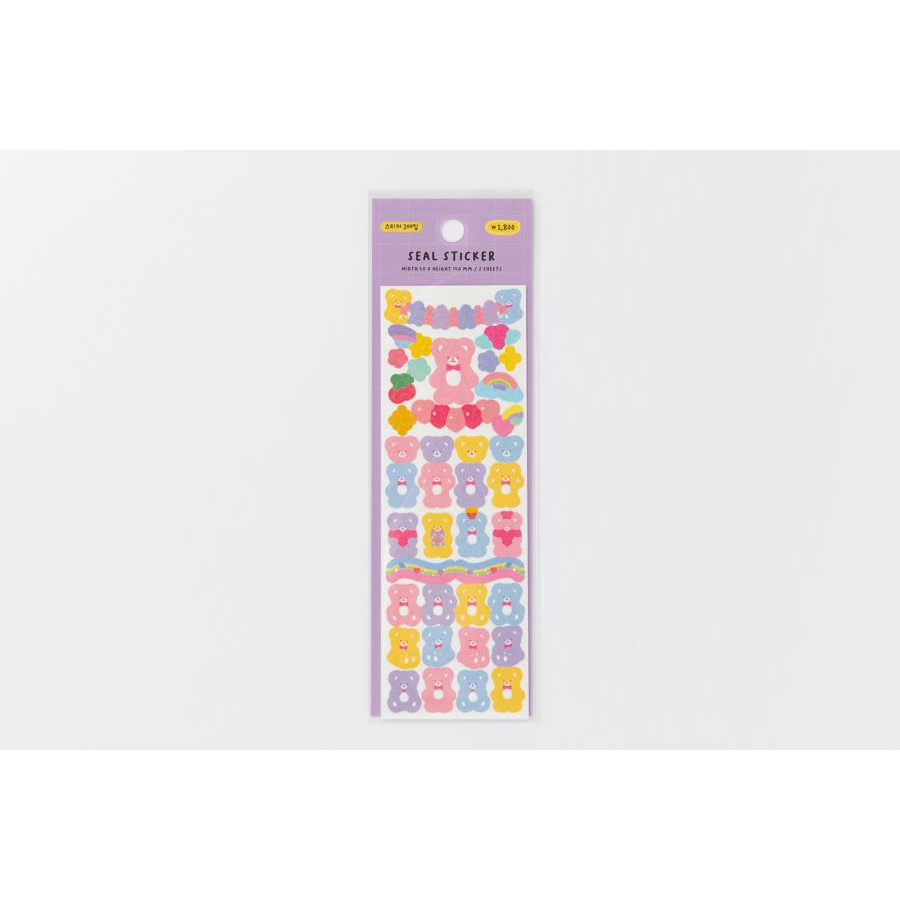 Set 2 Tấm Sticker ARTBOX Hàn Quốc Hologram Hình Gấu Kẹo Dẻo Nhiều Màu Sắc