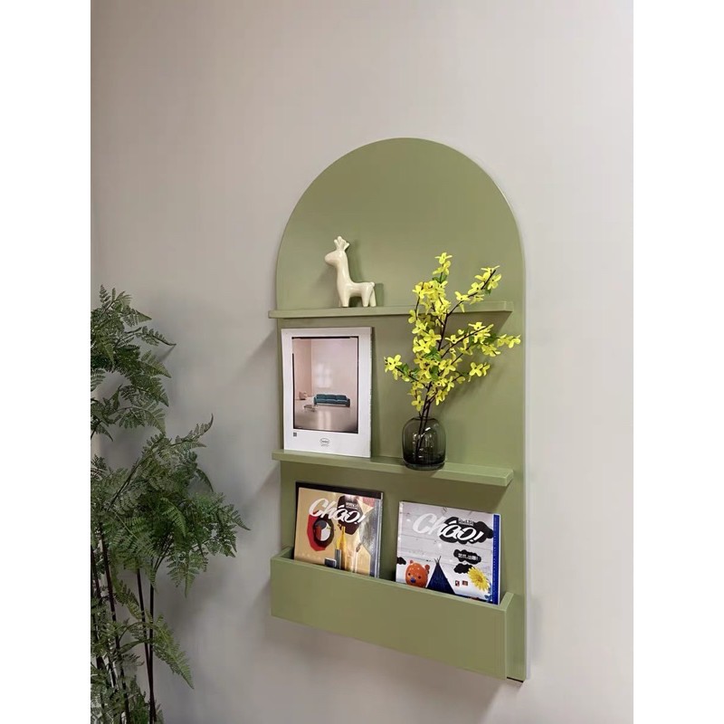 Kệ gỗ trang trí bo tròn kệ nail 110x60x10 #Cowodecor