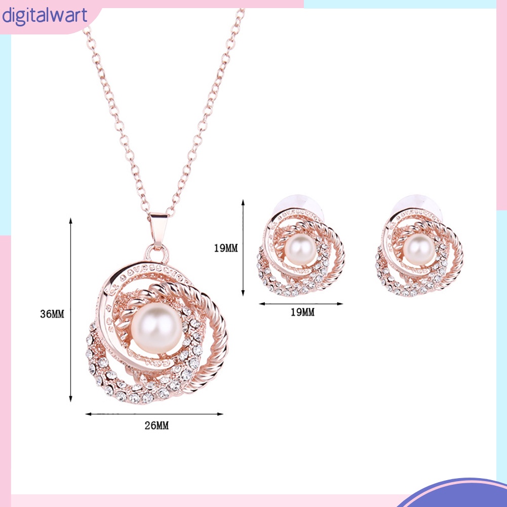 Set Dây Chuyền Và Đôi Khuyên Tai Đính Ngọc Trai Thiết Kế Duyên Dáng