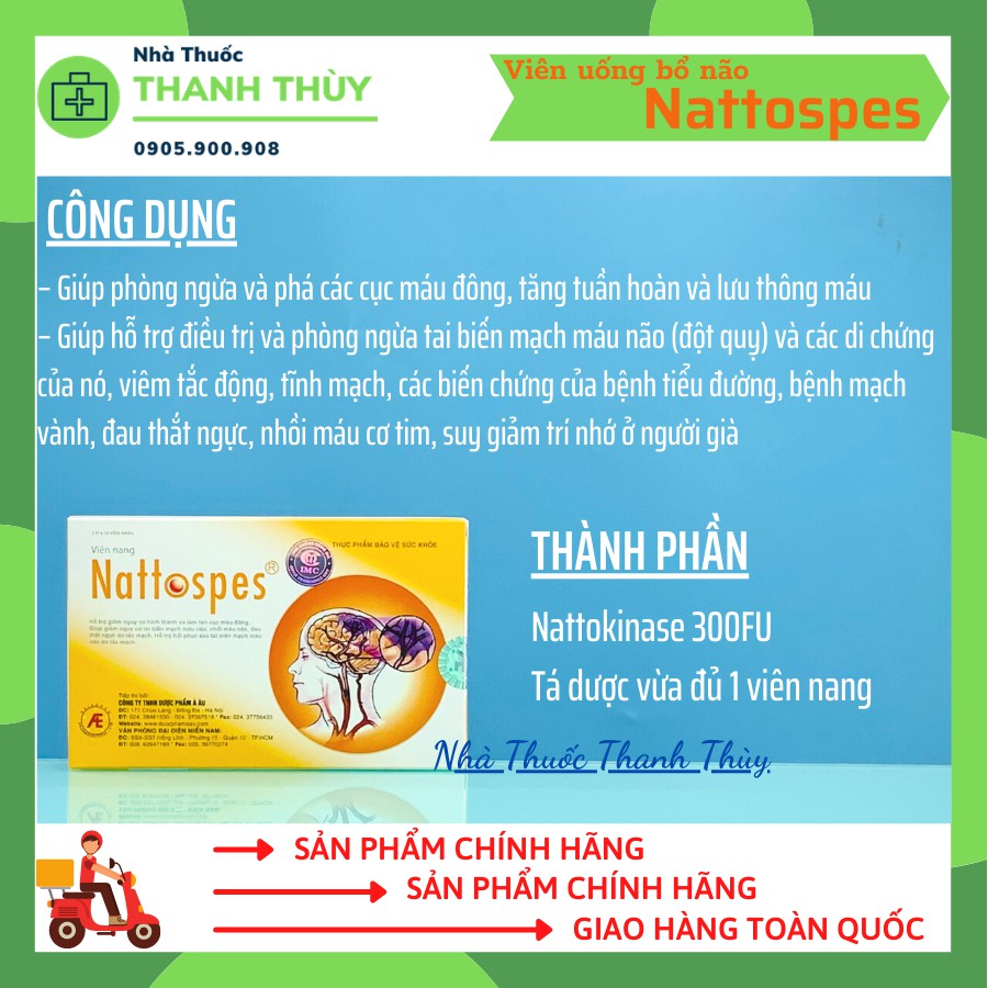 NATTOSPES  Hỗ Trợ Phòng Ngừa Tai Biến, Tăng Tuần Hoàn Và Lưu Thông Máu, Ổn Định Huyết Áp