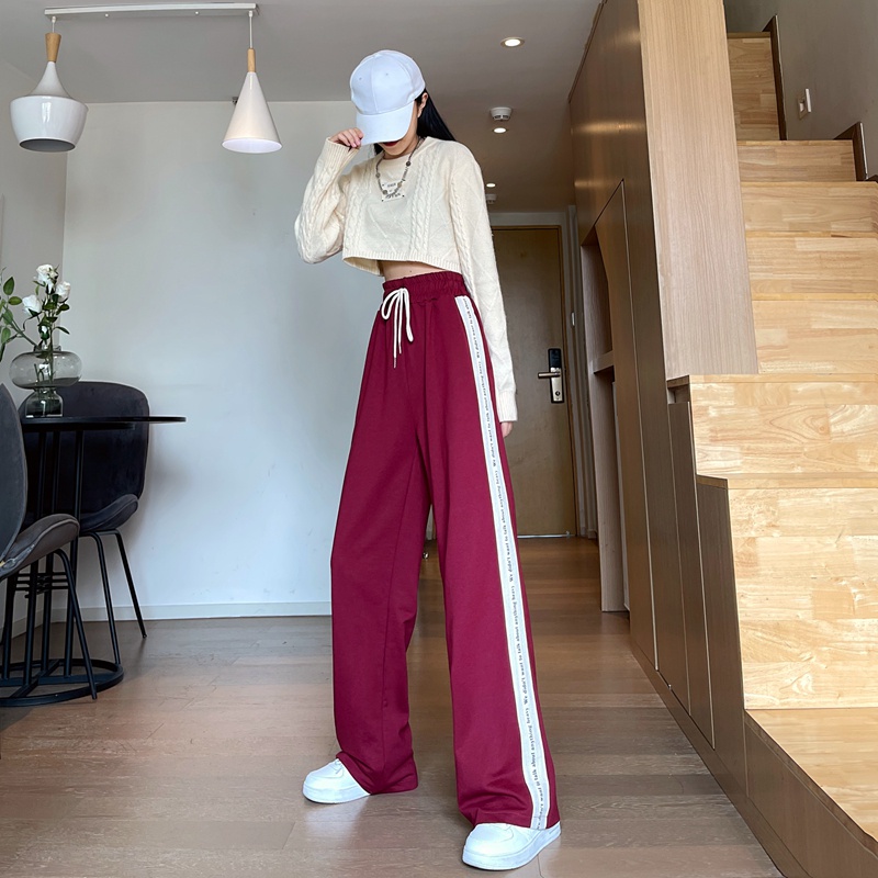 NRVP Quần thể thao lưng cao ống rộng phối dây thời trang cho nam nữ