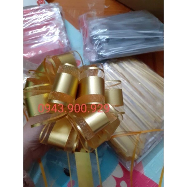 Nơ tú cầu trơn 9 tầng Nơ tú cầu trang trí giỏ quà
