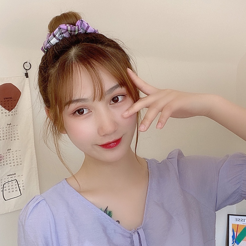 Dây Buộc Tóc Kẻ Sọc Caro Xinh Xắn Phong Cách Hàn Quốc Cho Nữ