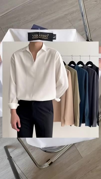 Sơ mi nam cổ chữ V, Áo Sơ Mi  form rộng Unisex michen nam nữ tay dài không có khuy phong cách Hàn Quốc | BigBuy360 - bigbuy360.vn