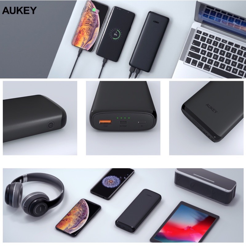 [Mã 159ELSALE hoàn 7% đơn 300K] Pin sạc dự phòng AUKEY PB-Y23 20000mAh, sạc nhanh PD 2.0 18W & QC 3.0 18W