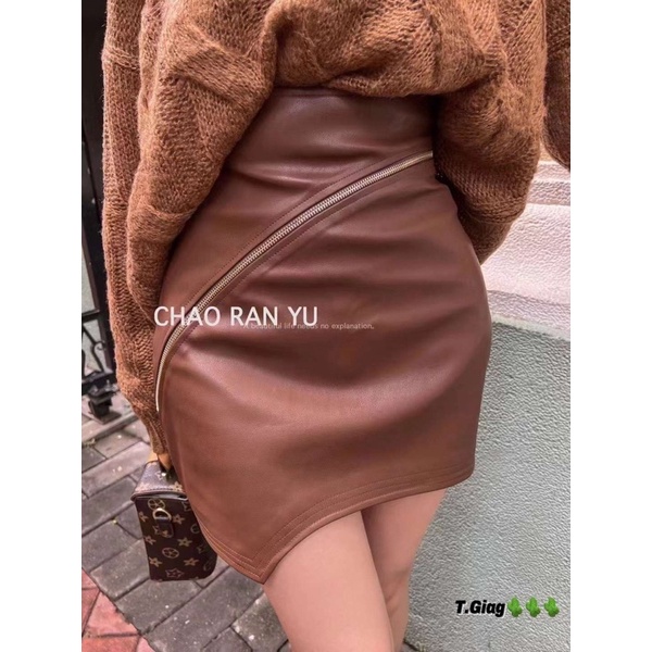 CHÂN VÁY DA KHOÁ CHÉO CẠP SIÊU CAO VẠT LƯỢN QCL1 MS16672