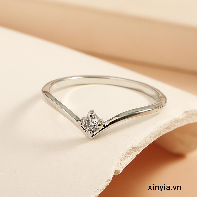 Nhẫn Thời Trang Bằng Thép Titan Màu Vàng/ Bạc Đính Đá Pha Lê Cho Nữ