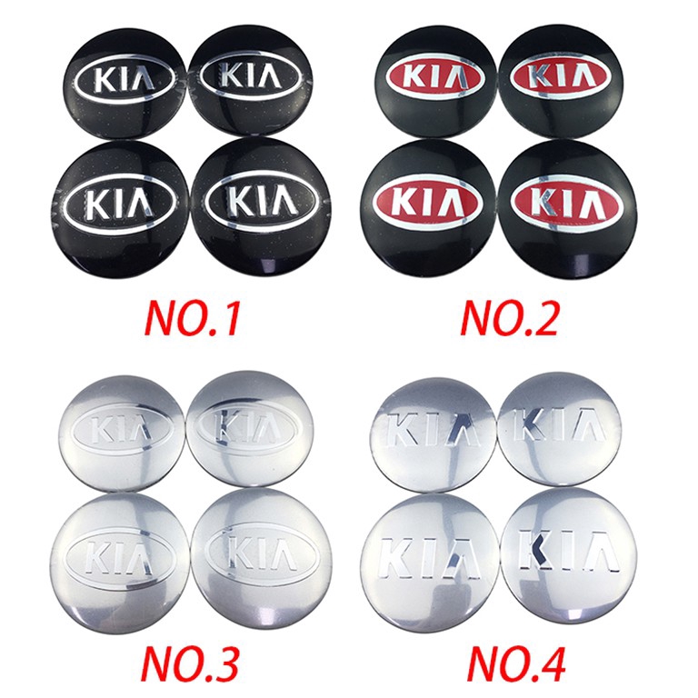 Bộ 4 Miếng Dán Kim Loại 56mm Trang Trí Nắp Trục Bánh Xe Hơi kia sorento cerato carens carnival k2