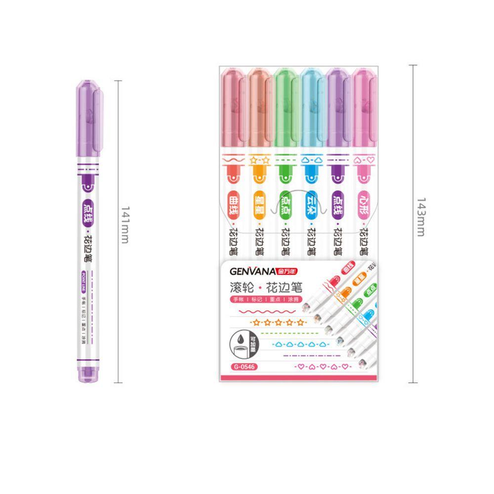 PISTA Set 6 Bút Dạ Quang Dùng Để Vẽ Viền Lượn Sóng