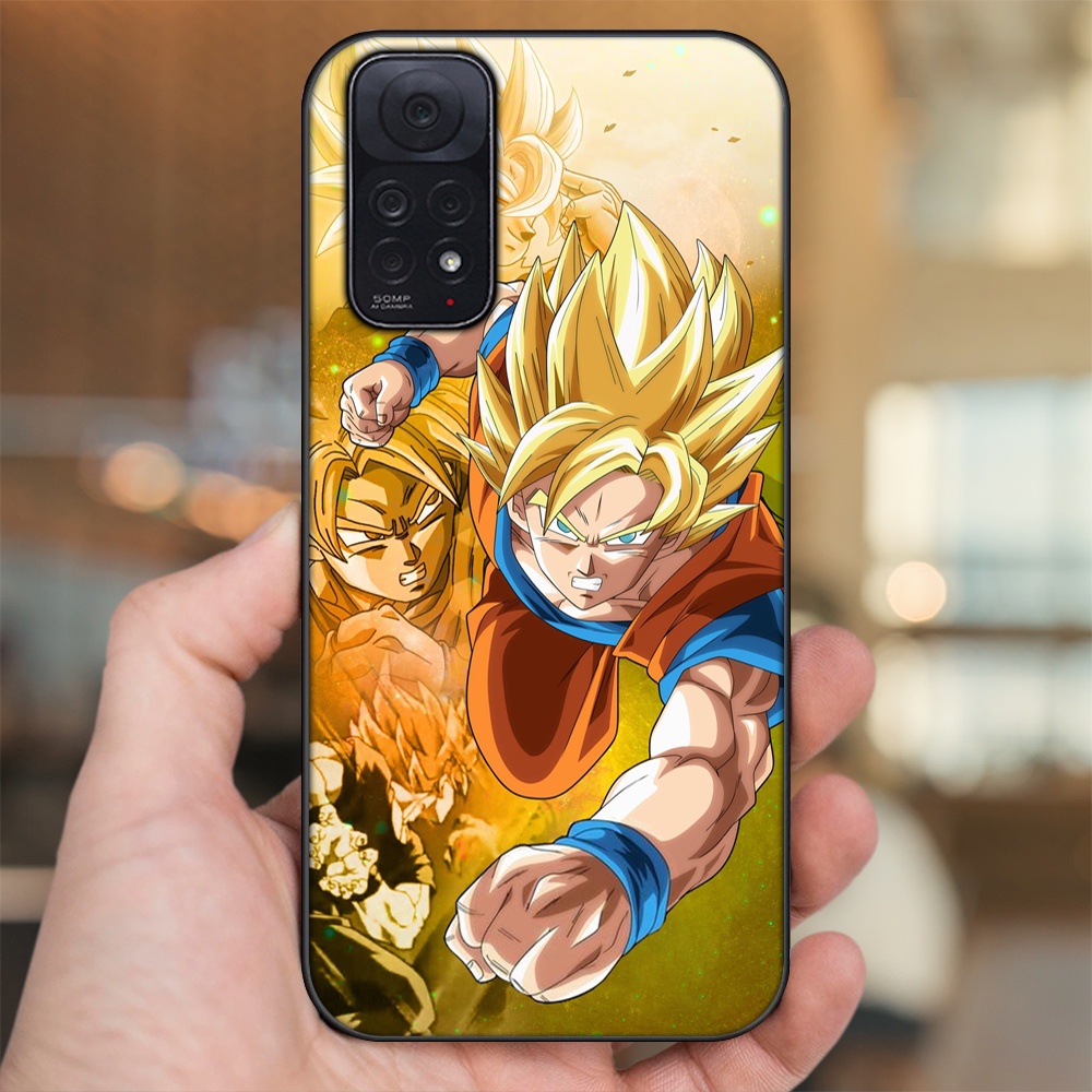 Ốp lưng Xiaomi Redmi Note 11, Note 11s viền đen in hình Goku Dragon Ball