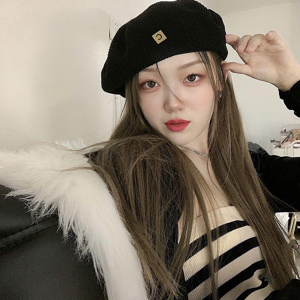 Mũ Beret Đan Rơm Thoáng Khí Thời Trang Thu Đông Hàn Quốc