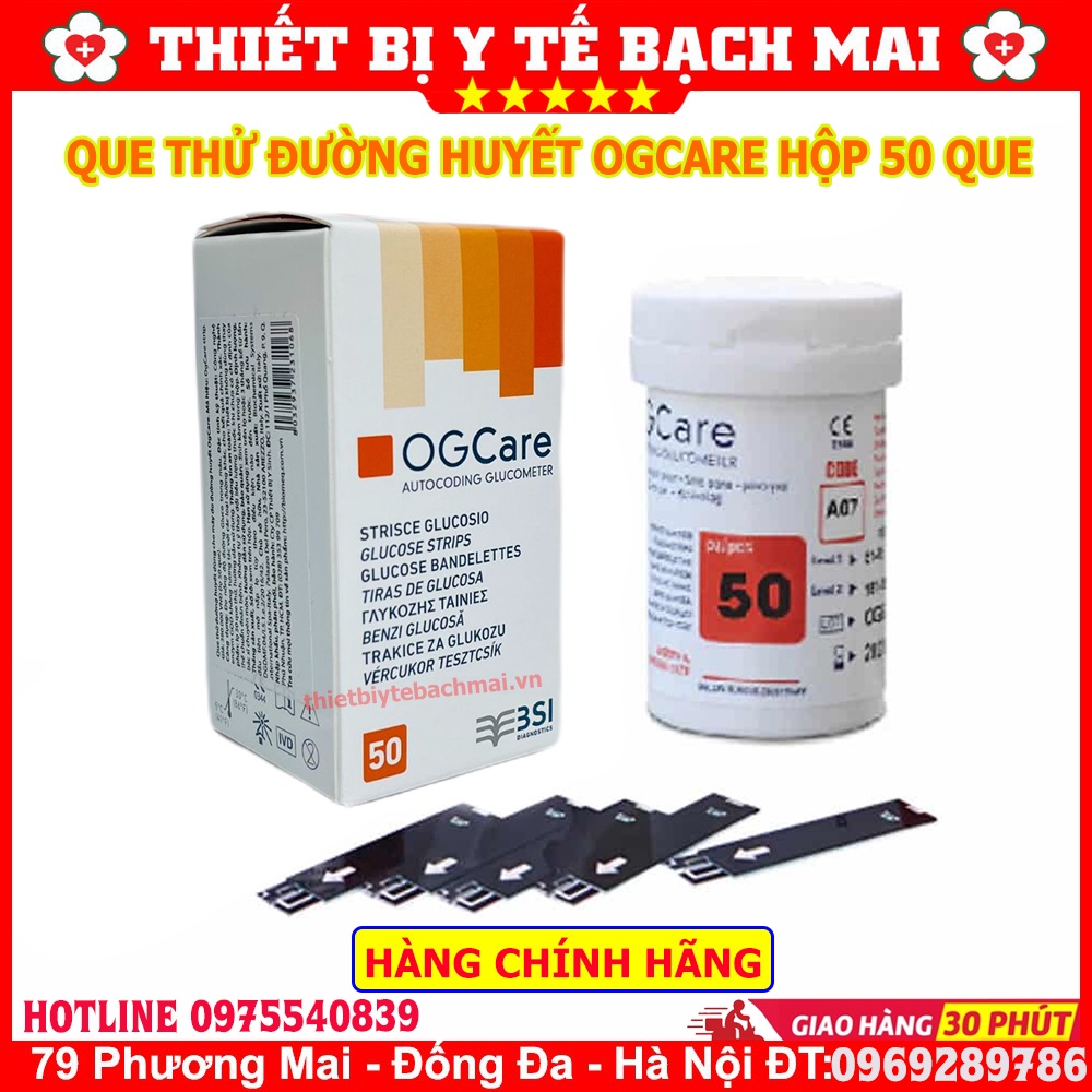 Que Thử Đường Huyết OGCare - Hộp 50 Que