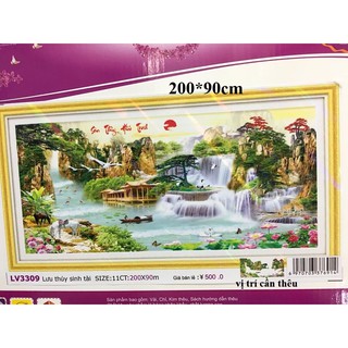 (KHO SỈ) Tranh thêu chữ thập phong cảnh 3D sơn thủy hữu tình tuyệt đẹp LV3309 200*90cm LV3307 LV3308