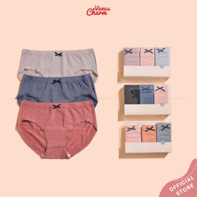Set 3 quần lót TT ôm mông cạp vừa Venus Charm mềm mại, thấm hút mồ hôi