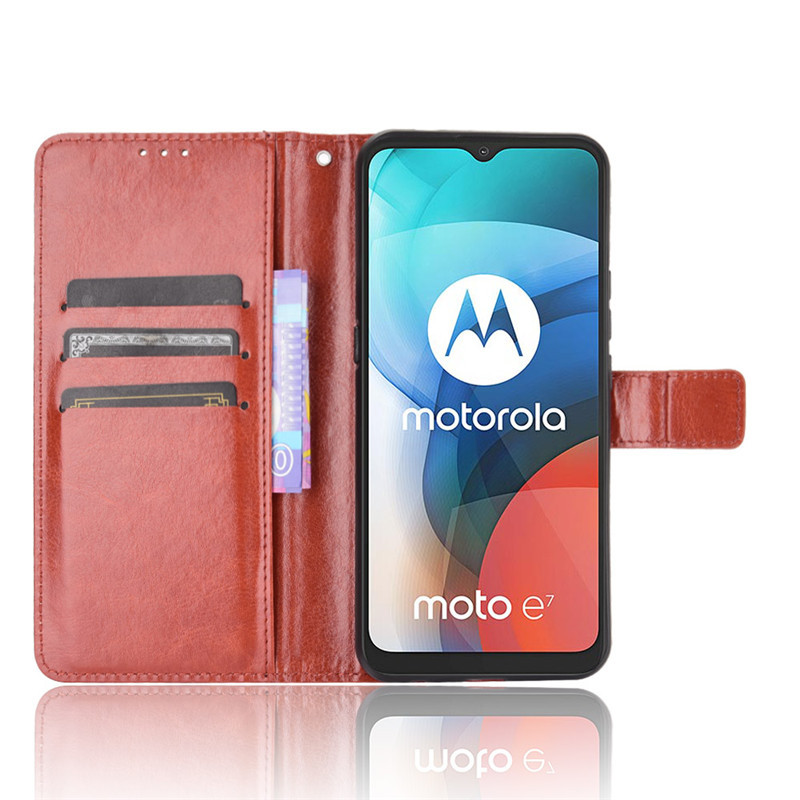 Bao Da Điện Thoại Nắp Lật Kèm Ngăn Đựng Thẻ Và Giá Đỡ Cho Motorola Moto E7