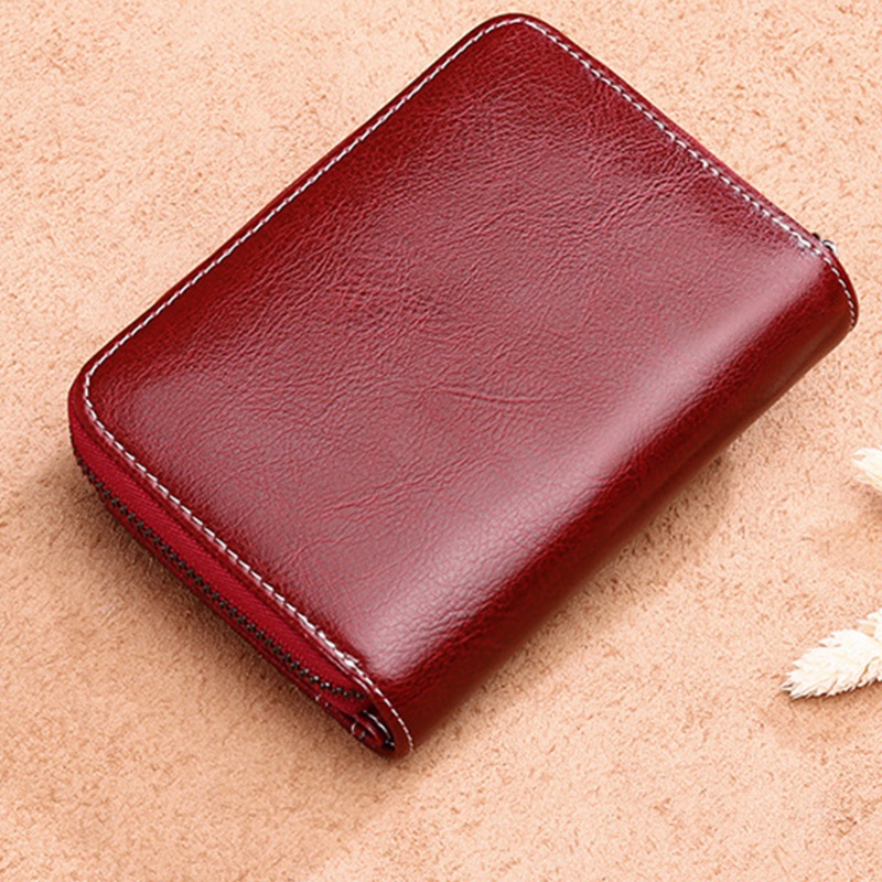 Youyo Ví Da Ngắn Đựng Thẻ RFID Phong Cách Retro Cho Nữ