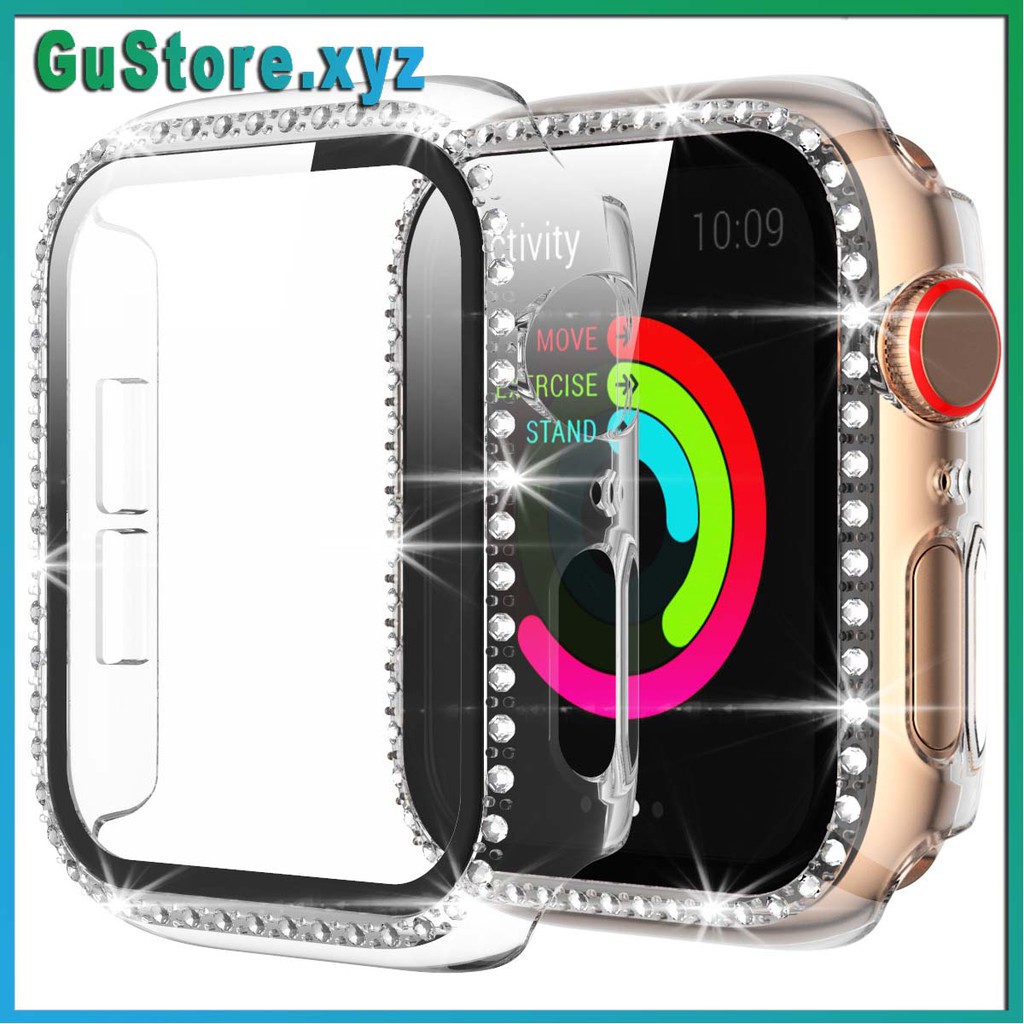 Ốp kim cương full màn viền cao cấp dùng cho đồng hồ thông minh Apple Watch Gu Store ♥️FREESHIP♥️ series 1/2/3/4/5/6/SE