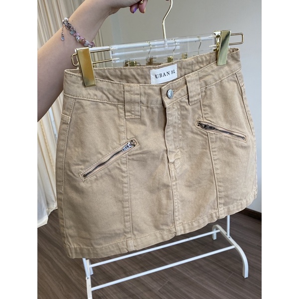 beachclub-Váy kaki dây kéo