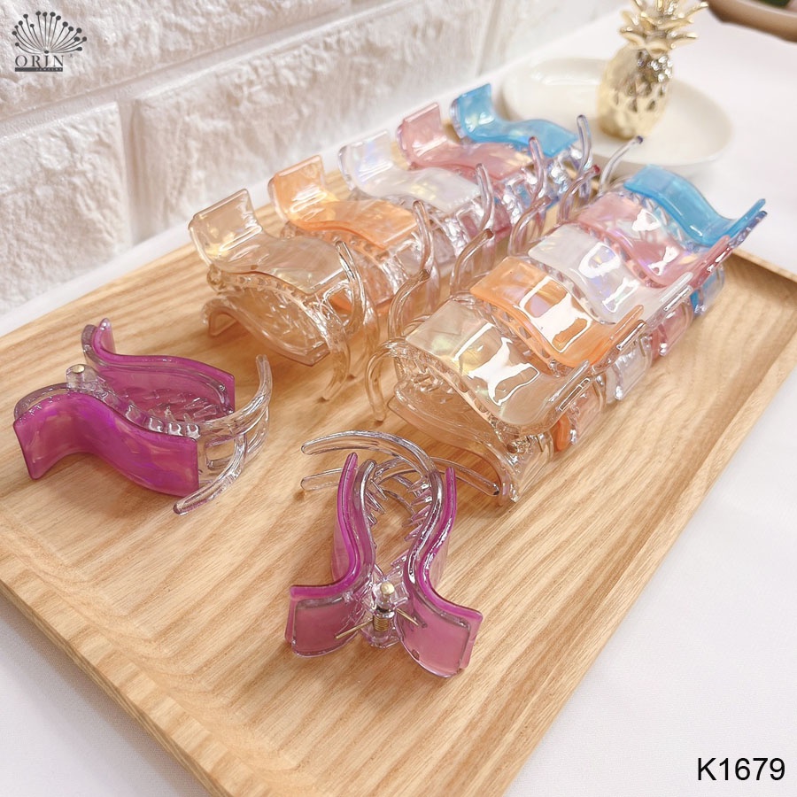 Kẹp tóc càng cua 3 răng ánh nhũ sang trọng Orin K1679