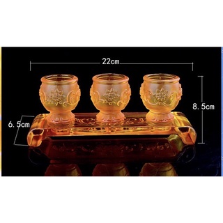 BỘ KỶ 3 CHÉN NƯỚC THỜ BẰNG LƯU LY