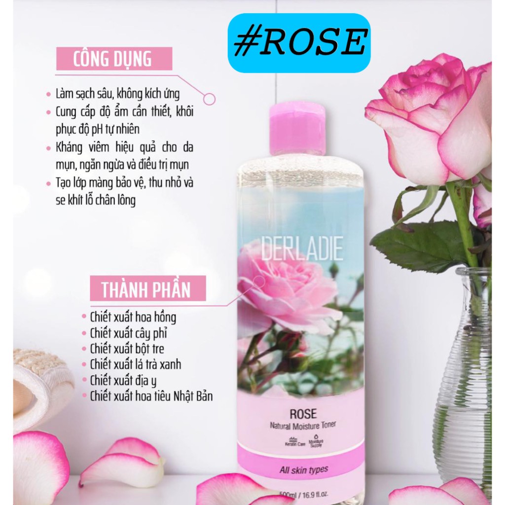 Nước hoa hồng Derladie Natural Toner 500ml | BigBuy360 - bigbuy360.vn