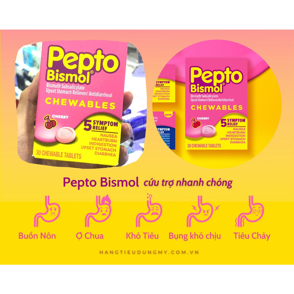 Viên Nhai Hỗ Trợ Tiêu Hoá Pepto Bismol