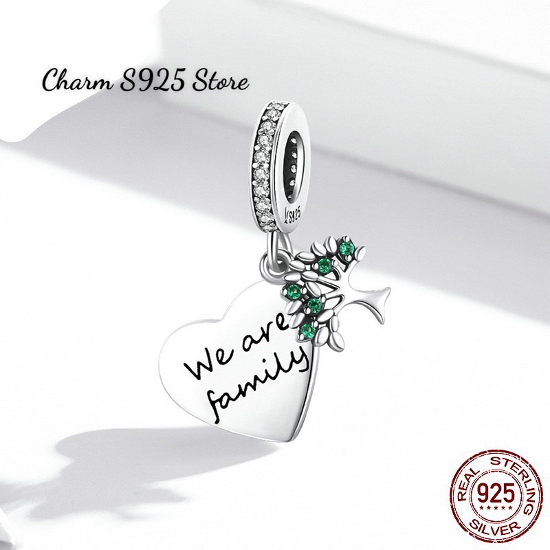 CHARM TREO TIM CÂY LÁ BẠC S925 HÀNG CAO CẤP CHÍNH HÃNG