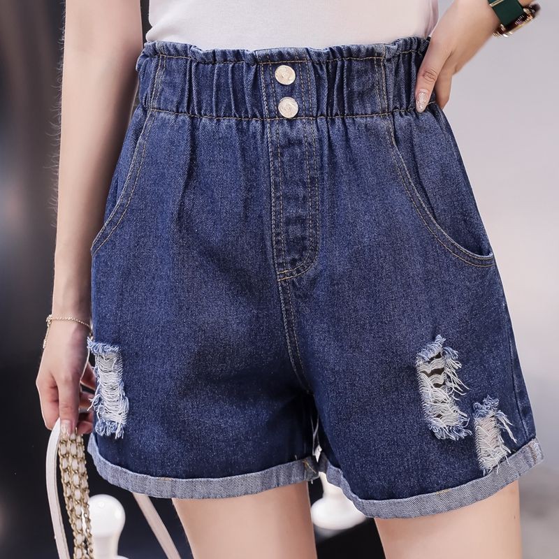 Quần Short Jeans Rách Lưng Cao Thời Trang Cho Nữ 200 Jin