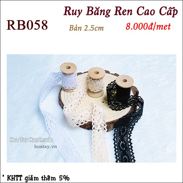 Ruy băng ren Vintage hàng cao cấp bản 2.5mm RB058